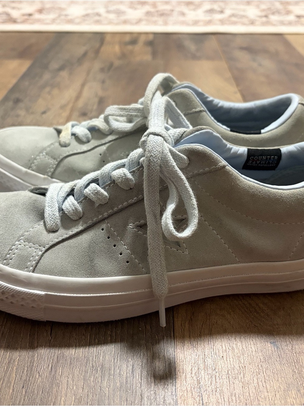 Converse Low-Top Suede Sneakers in Light Gray and White